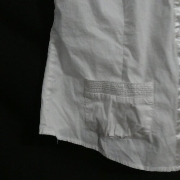 Unbranded | P2P 17.5 inches measured | Elegant White Short Sleeve Blouse - Picture 7 of 15